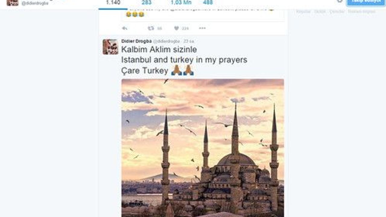 Drogba: İstanbul ve Türkiye dualarımda