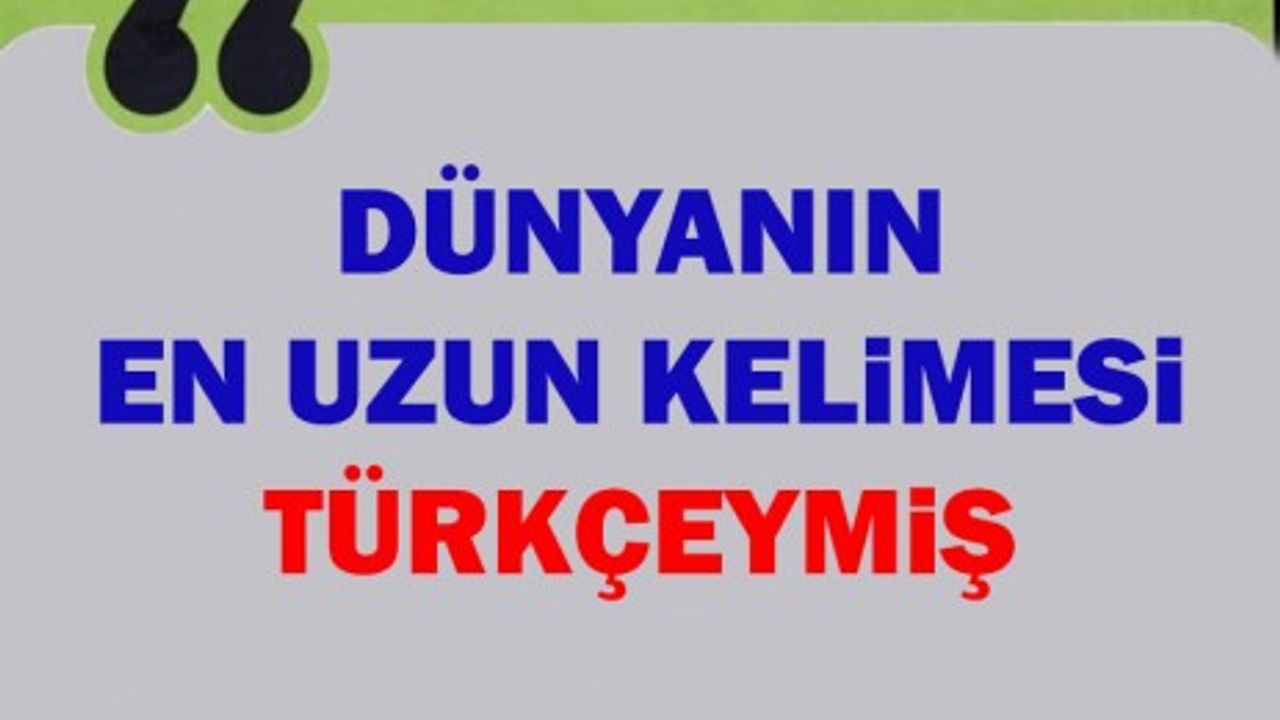 Dünyanın en uzun kelimesi Türkçeymiş