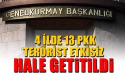 TSK: 4 İLDE 13 PKK'LI TERÖRİST ETKİSİZ HALE GETİRİLDİ
