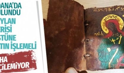 Adana'da ceylan derisi üzerine altın işlemeli tarihi İncil ele geçirildi