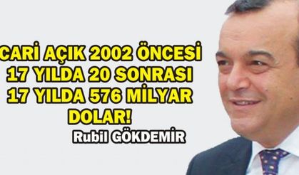 CARİ AÇIK 2002 ÖNCESİ 17 YILDA 20 SONRASI 17 YILDA 576 MİLYAR DOLAR!