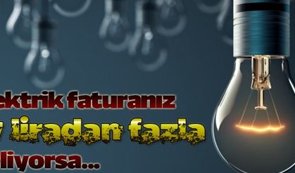 Elektrik faturanız 67 liradan fazla geliyorsa...
