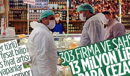 Fahiş fiyat artışı yapan 208 firmaya, 6 milyon 870 bin lira idari para cezası
