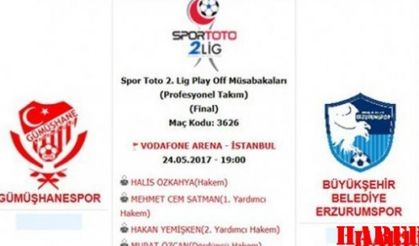 GÜMÜŞHANESPOR - ERZURUMSPOR MAÇI CANLI YAYINLANACAK