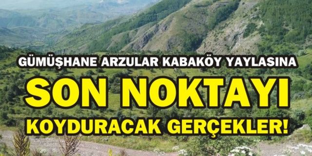 GÜMÜŞHANE ARZULAR KABAKÖY YAYLASINA SON NOKTAYI KOYDURACAK GERÇEKLER!