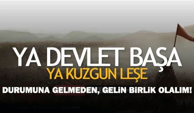 “Ya devlet başa ya kuzgun leşe” durumuna gelmeden, gelin birlik olalım!