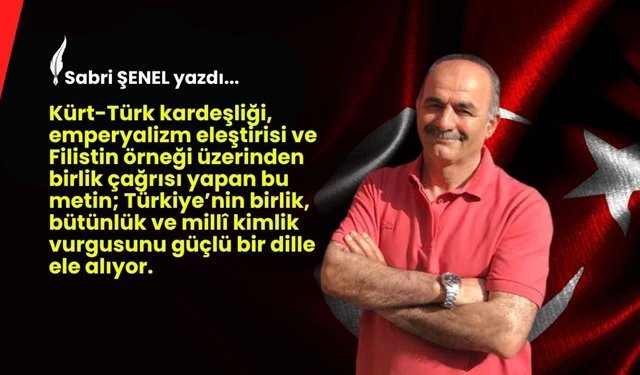 Ey Kürt kardeşim, yarın Filistin gibi olmayalım!